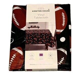 Football Vinyl Tablecloth Super Bowl Ready 52x70 Oblong Ships FAST!